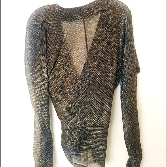 Kinly Metallic Faux Wrap Top - Picture 6 of 7